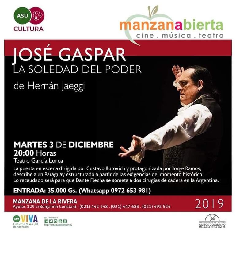 Jorge Ramos en la obra unipersonal Jose Gaspar, la soledad del poder