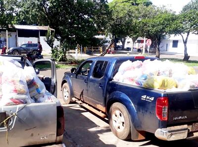 Los kits de víveres comprados por la Comuna pedrojuanina.