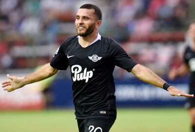 Antonio “El Demonio” Barerio festeja el gol convirtido cuando el juego expiraba y significó el triunfo para Libertad.