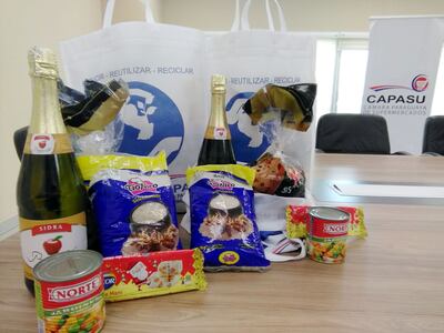 Estos son los productos del combo de fin de año que lanzó ayer la Capasu y se denomina “Bolsa Navideña Porã”.