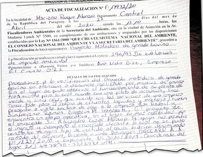 Fiscalizadores del Mades se llegaron hasta el matadero El Ciñuelo, pero no verificaron las condiciones del arroyo Cañada del Carmen, que pasa por la propiedad.