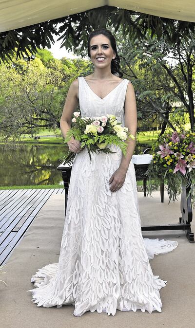 El vestido de Melissa fue diseñado por Florencia Nicora y el tocado estuvo a cargo de Jadiyi Yudis Yaluff.