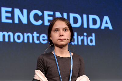 Greta Thunberg durante una conferencia de prensa este viernes en Madrid.