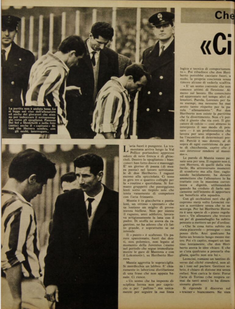 Un recorte de la época que publicó Juventus donde Herrera conversa con uno de sus dirigidos.