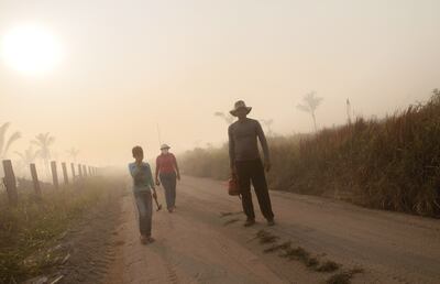 Es notoria la humareda en una zona cercana a la ciudad de Porto Velho (capital del Estado de Rondonia), debido a los incendios que afectan a la Amazonía.