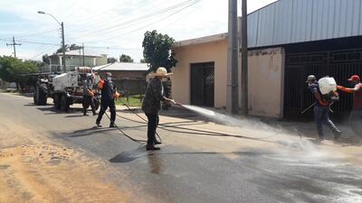 Fumigan las calles de San Pedro.