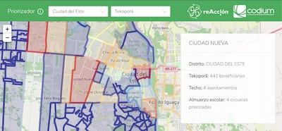 Mediante el mapa interactivo se podrá ver en que que zonas ya llegó la ayuda de alimentos.