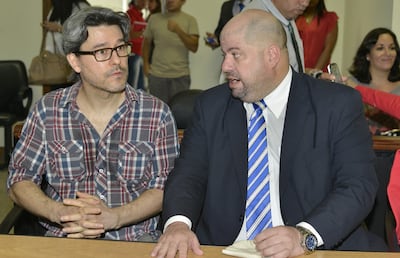 En la foto de archivo, Camilo Soares, exministro de la Secretaría de Emergencia Nacional durante el gobierno de Fernando Lugo, junto a su defensor el abogado Álvaro Arias Ayala.