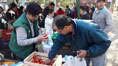 La céntrica Plaza O'leary, sobre la calle Palma de Asunción, se volvió a llenar hoy de compradores ávidos de llevarse tomate de excelente calidad y a buen precio.