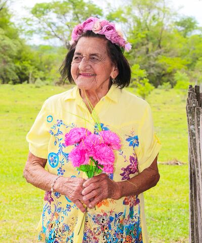 Doña Teresa, durante la sesión de fotos por sus 100 años.