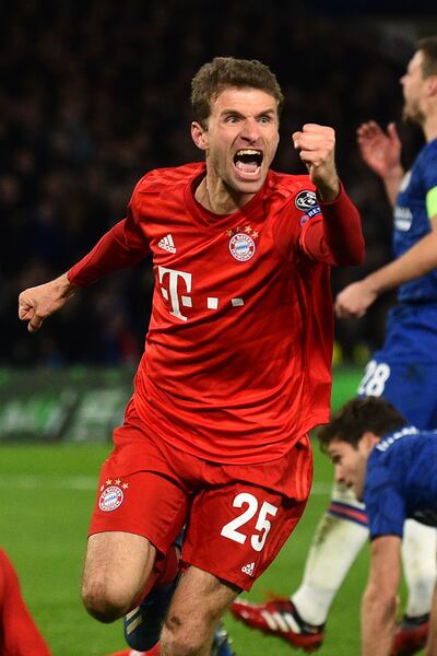 El festejo de Thomas Müller, una de las figuras del equipo Bávaro.