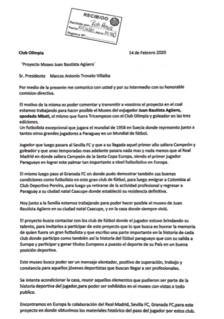 La carta de Ruggeri al Decano.