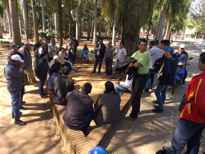 Los miembros del frente social, reunidos en la Plaza "José de Antequera" de Horqueta, este jueves.