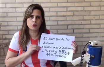 La diputada Kattya González convocó a una manifestación desde casas contra excesivos salarios estatales.