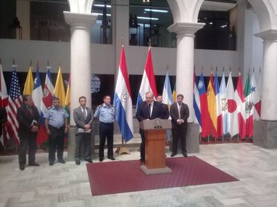 Conferencia de prensa en la Cancillería, en la cual se definieron las medidas a tomar a partir de ahora en relación a Arrom, Martí y Colmán.