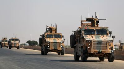 Un convoy militar turco en la provincia siria de Idlib, en septiembre.