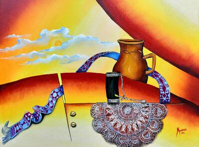 Una de las obras de Moraes que se exponen en Encarnación.