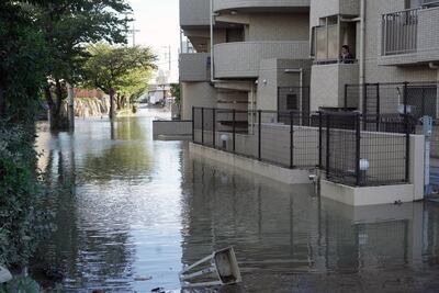 Una zona inundada en Kawasaki, cerca de Tokio.