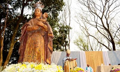 El obispo de Misiones y Ñeembucú, monseñor Pedro Collar, presidió ayer la misa en Santa María de Fe.