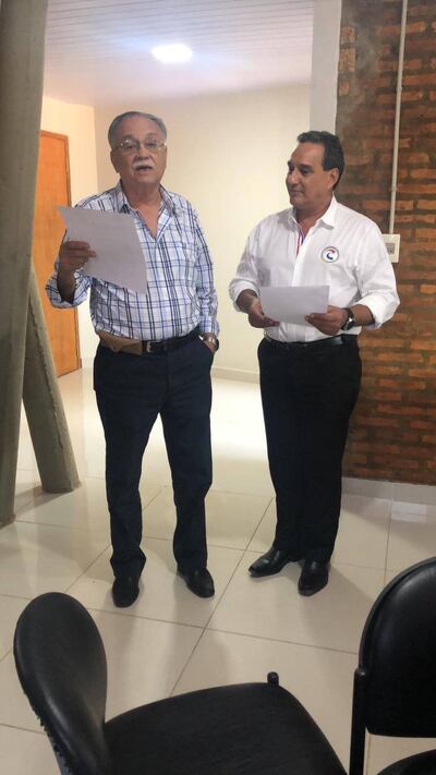 Darío Cáceres y Hugo Javier reunidos en la Gobernación de Central.