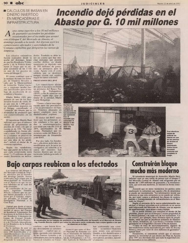 Publicaci&oacute;n de dos d&iacute;as despu&eacute;s, cuando hablaban de la cantidad exacta de afectados, anunciaban la reconstrucci&oacute;n y los cr&eacute;ditos para afectados.