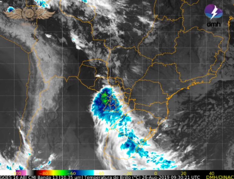 Mapa de la alerta de tormenta.
