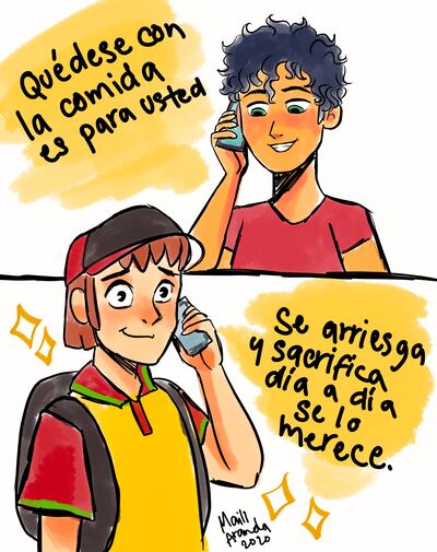 Los repartidores, al igual que muchos ciudadanos que salen a trabajar son vulnerables de contraer el coronavirus, debido al hecho de coincidir con varias personas durante su rutina laboral. Es por ello que algunos usuarios se han mostrado solidarios.