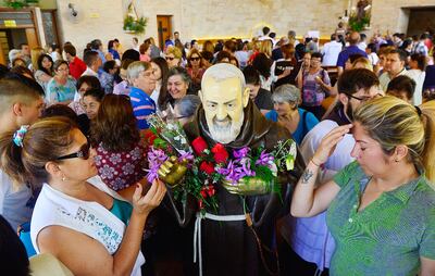Imagen de la Pío de Pietrelcina que es venerada en la capilla conventual de los Hermanos Capuchinos ubicada en el barrio Trinidad. Se fiesta litúrgica es el 23 de setiembre.