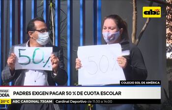 Padres exigen pagar 50 % de cuota escolar