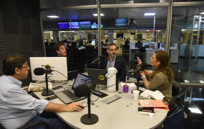 La diputada Kattya González en Radio ABC Cardinal con Roberto Sosa, Vargas Peña y Beto Coronel.