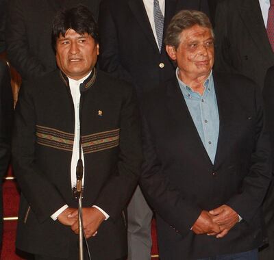 El presidente Evo Morales y el exgobernante Jaime Paz Zamora (1989-1993).  (archivo)