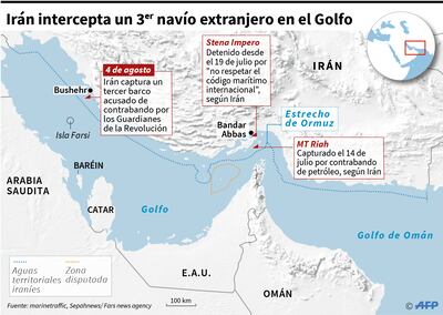 Irán intercepta un 3er navío extranjero en el Golfo