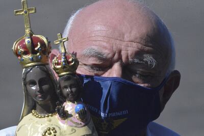 Imagen de la Virgen de Loreto en su versión peregrina sobrevoló la capital y alrededores.