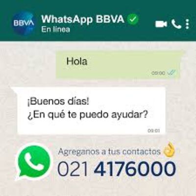 BBVA tiene una cuenta de Whatsapp oficial verificada.