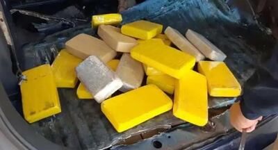 Las tabletas de droga encontradas por los policías brasileños.