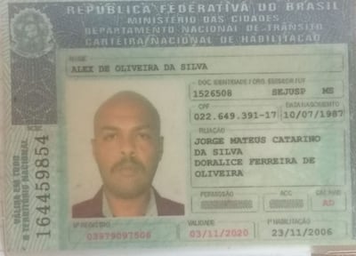 El documento de contenido falso que presentó Paulo Oliveira, con el nombre de Alex de Oliveira da Silva.