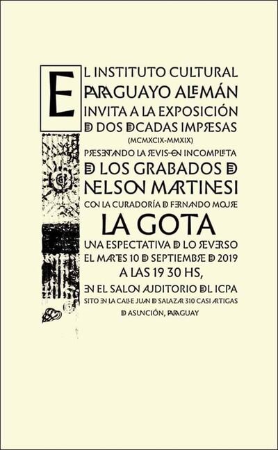 Invitación de la muestra de Nelson Martinesi que expresa el sentido de la misma.