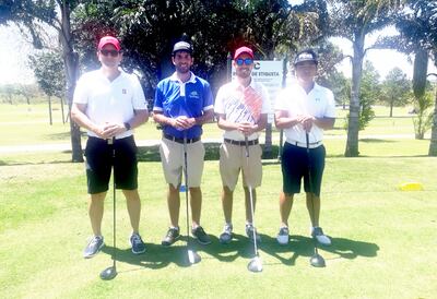 Alex Kent del Yacht, Matías Sánchez (Aguavista), Facundo Larriera (Carlos Franco) y  Pedro Baek (AGC), uno de los grupos de scratch del Interclubes.