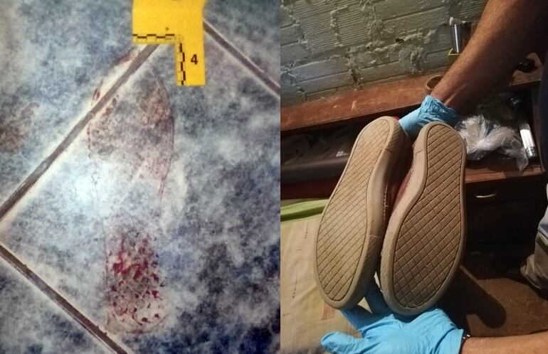 Huella en la escena del crimen coincide con suela del calzado encontrado en allanamiento.