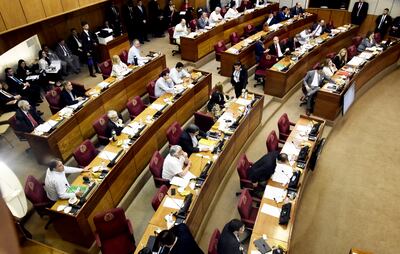Senadores presentes ayer en la sesión extraordinaria de estudio de la reforma electoral.