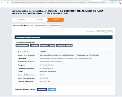 Llamado adjudicado por MTESS sigue figurando como un proceso activo.