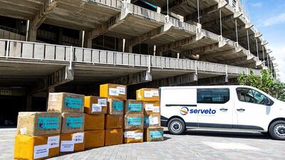 Las mascarillas empaquetadas y listas para ser distribuidas.