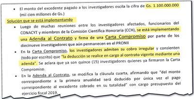 Parte del acta pública de la reunión del Consejo del Conacyt N° 534, donde se informa de una solución a medias al “error” de pagos.