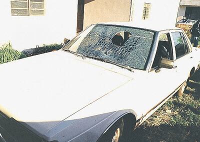 El automóvil en que iba el periodista Santiago Leguizamón acusó varios impactos de bala en el atentado de 1991.