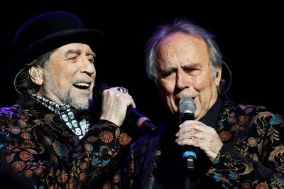 Los cantautores Joaquín Sabina y Joan Manuel Serrat actuaron en el WiZink Center de Madrid el primero de los conciertos programados dentro de "No hay dos sin tres".