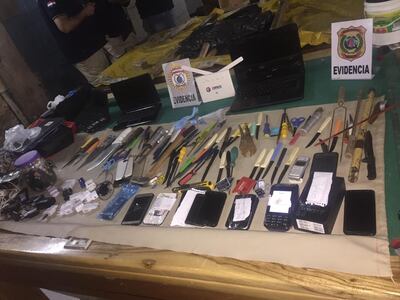 Elementos incautados de Tacumbú hoy.