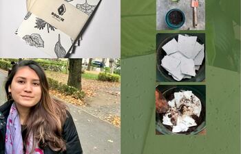 Hojas recicladas, elaboración artesanal y diversas semillas componen las agendas ecológicas de Paola Itsayana (24).