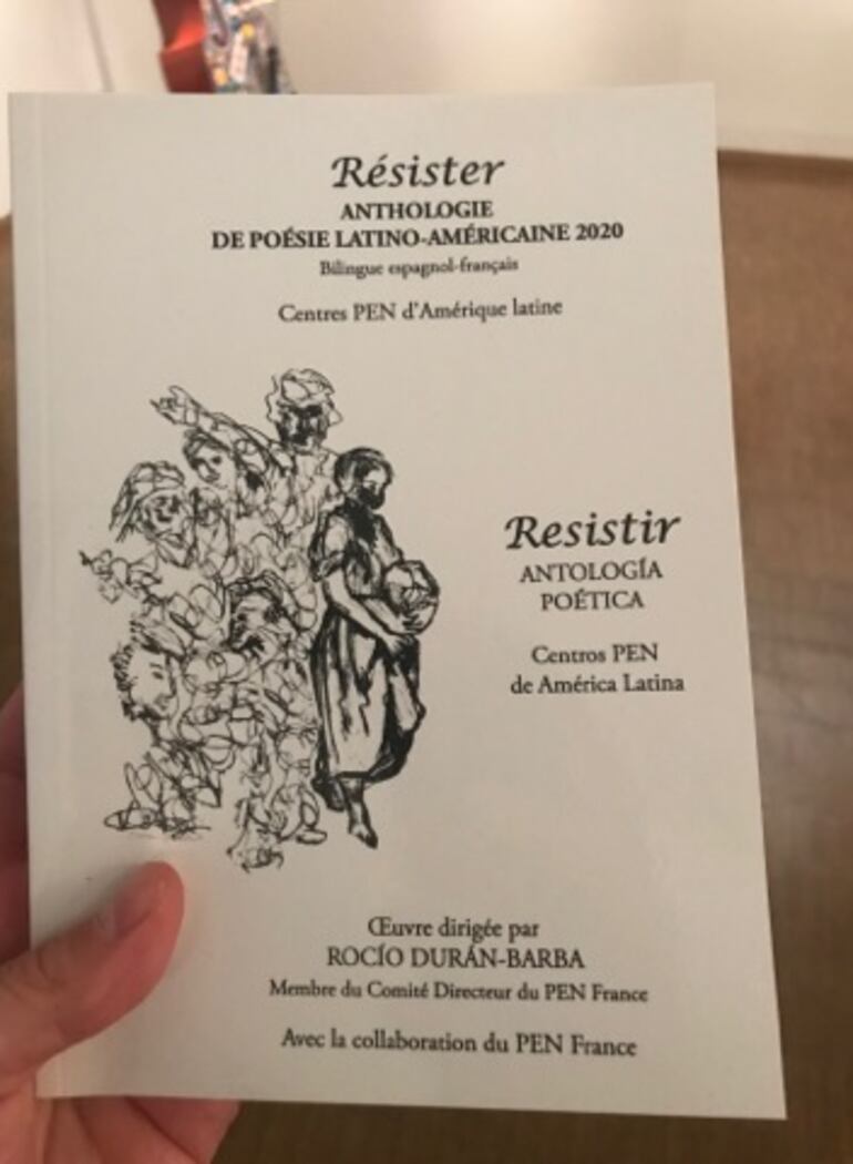 Tapa de la antología poética "Resistir", lanzado por el PEN de Francia, bajo la edición de Rocío Durán-Barba.