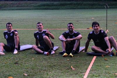 Los olimpistas durante la movilización de esta tarde.