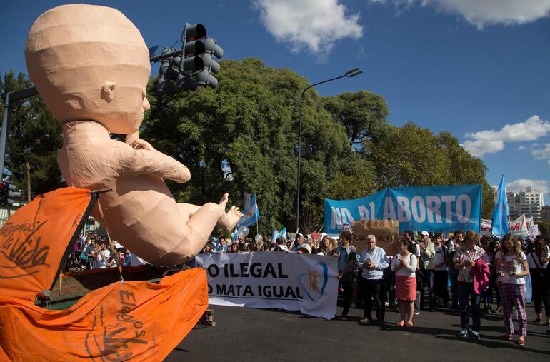 Una manifestación en contra de la legalización del aborto en Buenos Aires, en 2018.